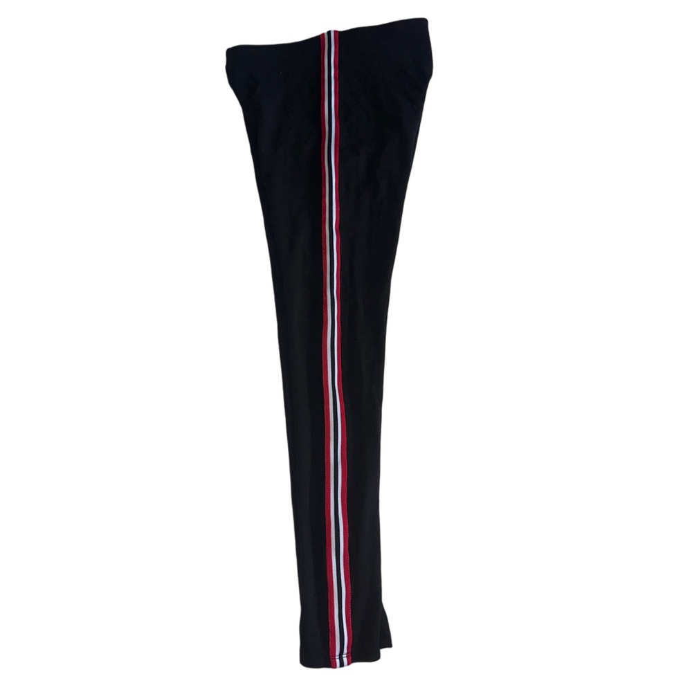 H&M Black Leggings with Red and White Side Stripes